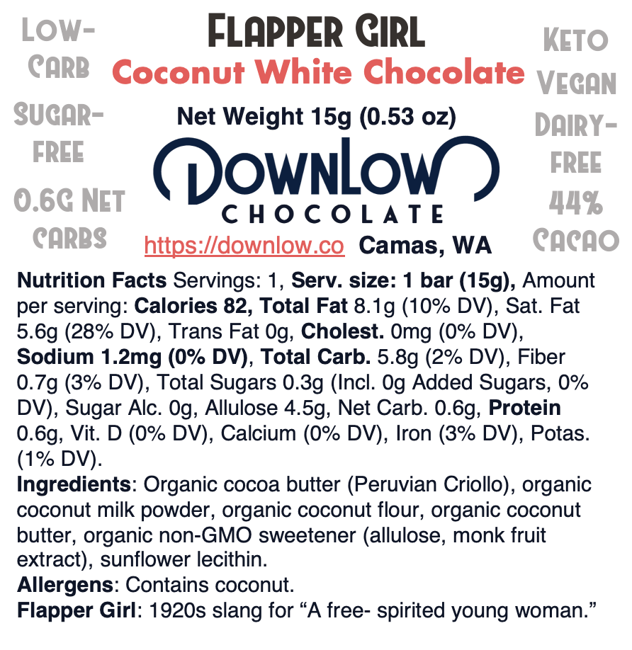 Flapper Girl: Coconut Vegan White Chocolate Bar