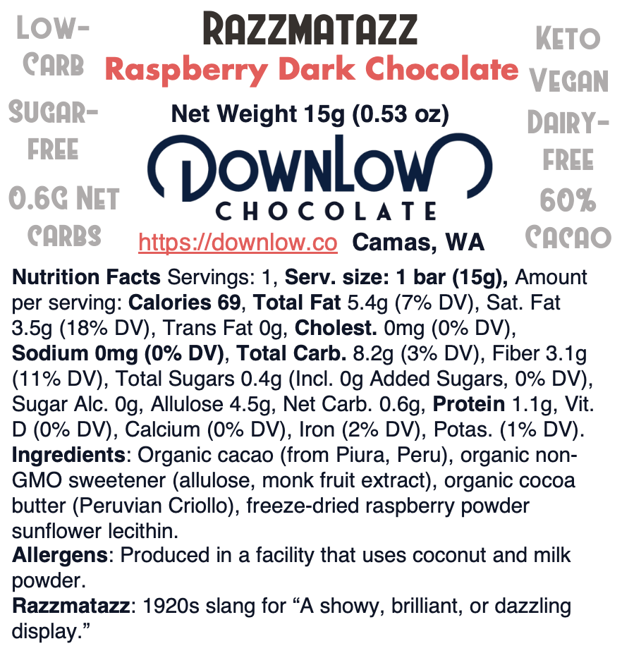 Razzmatazz: 60% Dark Chocolate Bar