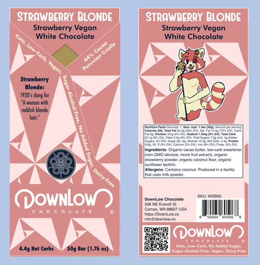 Strawberry Blonde: Strawberry Vegan White Chocolate Bar