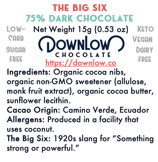 The Big Six: 75% Dark Chocolate Bar