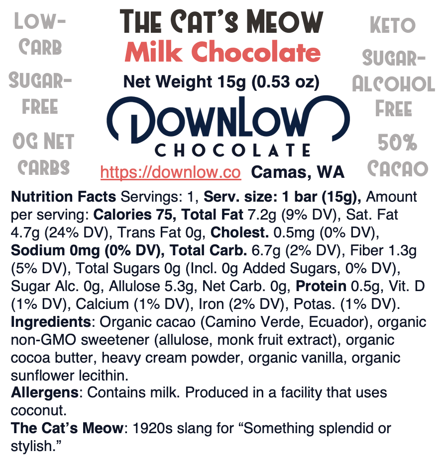 The Cat's Meow: Milk Chocolate Bar
