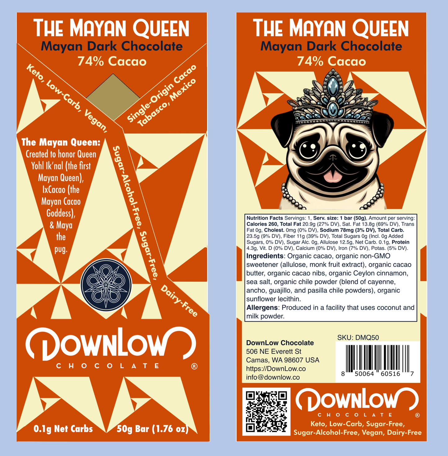 The Mayan Queen: 74% Cacao Mayan Dark Chocolate Bar