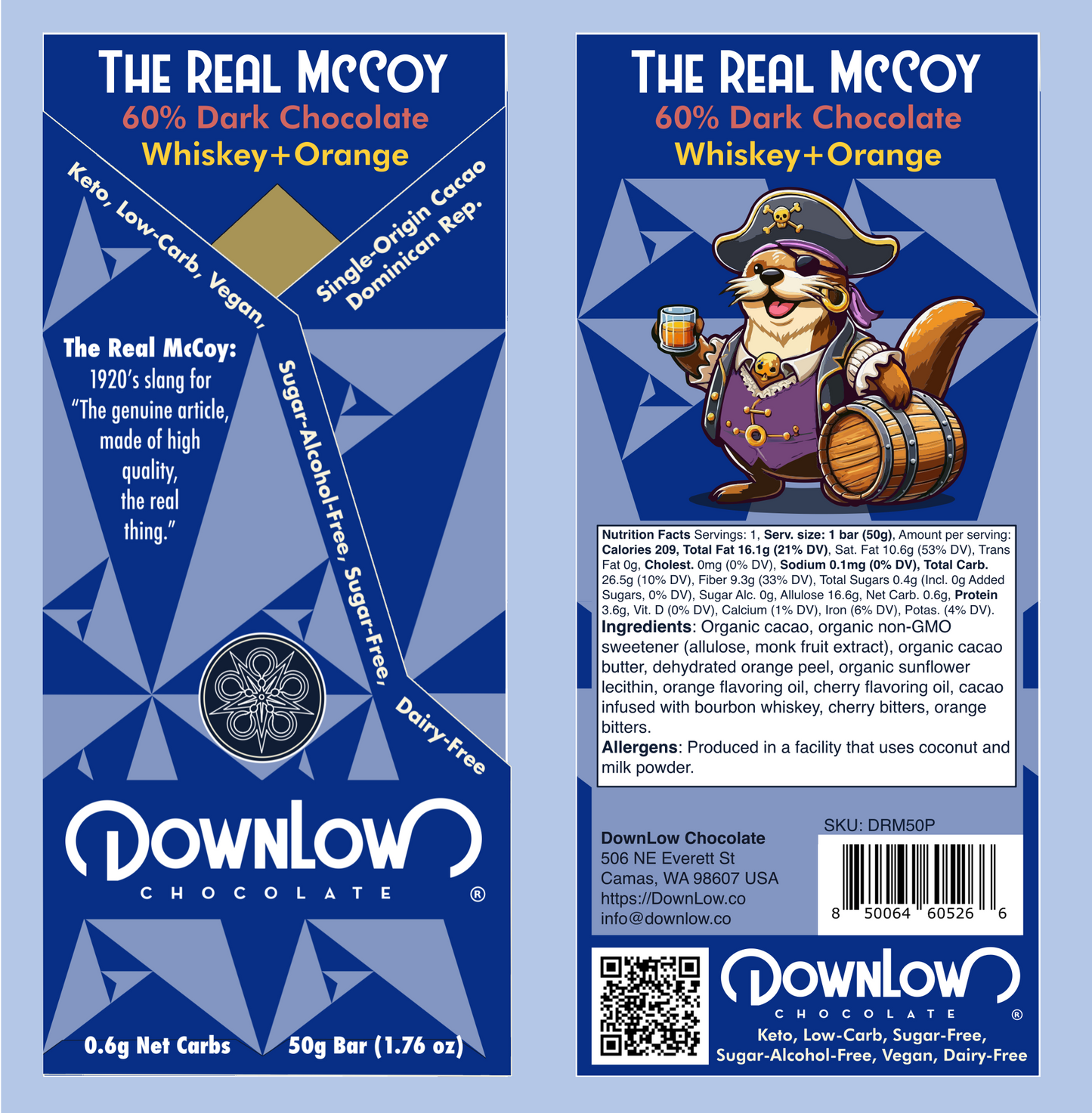 The Real McCoy: Whiskey-Infused + Orange 60% Dark Chocolate Bar