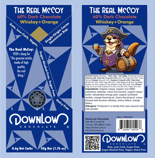 The Real McCoy: Whiskey-Infused + Orange 60% Dark Chocolate Bar